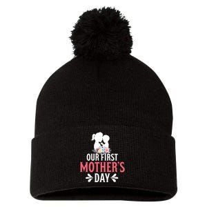 First MotherS Day Celebration Graphic Pom Pom 12in Knit Beanie