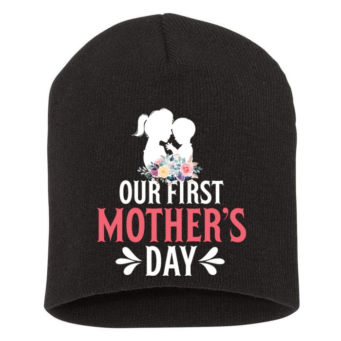 First MotherS Day Celebration Graphic Short Acrylic Beanie