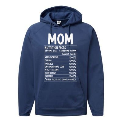 Funny Mother's Day Best Mother Ever Mom Nutrition Facts Performance Fleece Hoodie