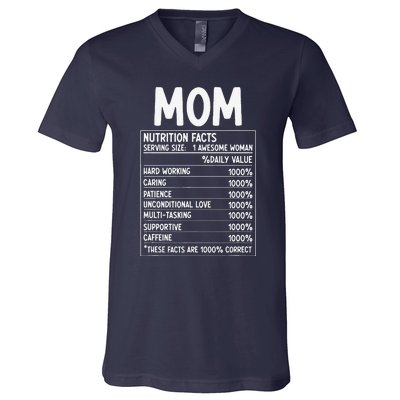 Funny Mother's Day Best Mother Ever Mom Nutrition Facts V-Neck T-Shirt