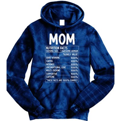 Funny Mother's Day Best Mother Ever Mom Nutrition Facts Tie Dye Hoodie