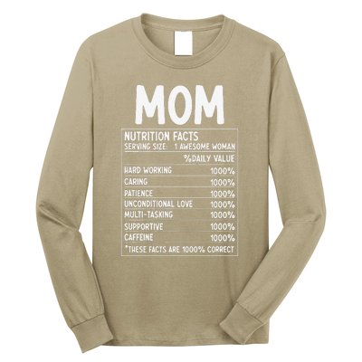 Funny Mother's Day Best Mother Ever Mom Nutrition Facts Long Sleeve Shirt