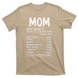 Funny Mother's Day Best Mother Ever Mom Nutrition Facts T-Shirt