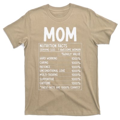 Funny Mother's Day Best Mother Ever Mom Nutrition Facts T-Shirt