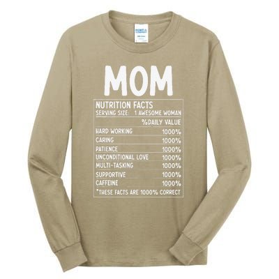 Funny Mother's Day Best Mother Ever Mom Nutrition Facts Tall Long Sleeve T-Shirt