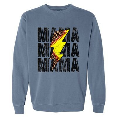 Funny Mothers Day Softball Leopard Thunderstorm Grandma Mama Garment-Dyed Sweatshirt