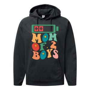 Funny Mothers Day Mom of 2Boys Outfit From Son Groovy Performance Fleece Hoodie