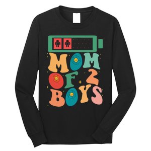 Funny Mothers Day Mom of 2Boys Outfit From Son Groovy Long Sleeve Shirt