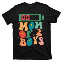 Funny Mothers Day Mom of 2Boys Outfit From Son Groovy T-Shirt