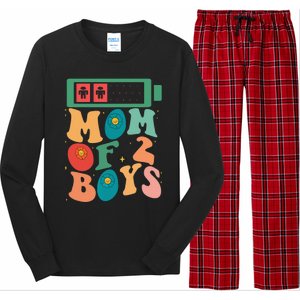 Funny Mothers Day Mom of 2Boys Outfit From Son Groovy Long Sleeve Pajama Set