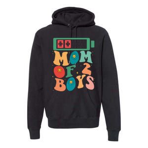 Funny Mothers Day Mom of 2Boys Outfit From Son Groovy Premium Hoodie