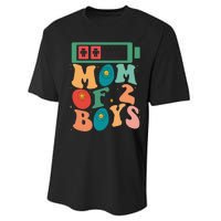 Funny Mothers Day Mom of 2Boys Outfit From Son Groovy Performance Sprint T-Shirt