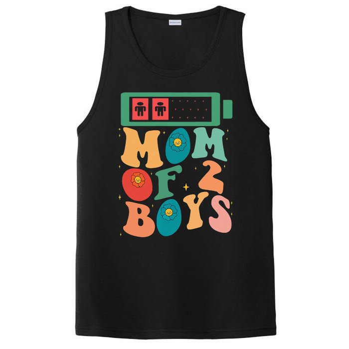 Funny Mothers Day Mom of 2Boys Outfit From Son Groovy PosiCharge Competitor Tank