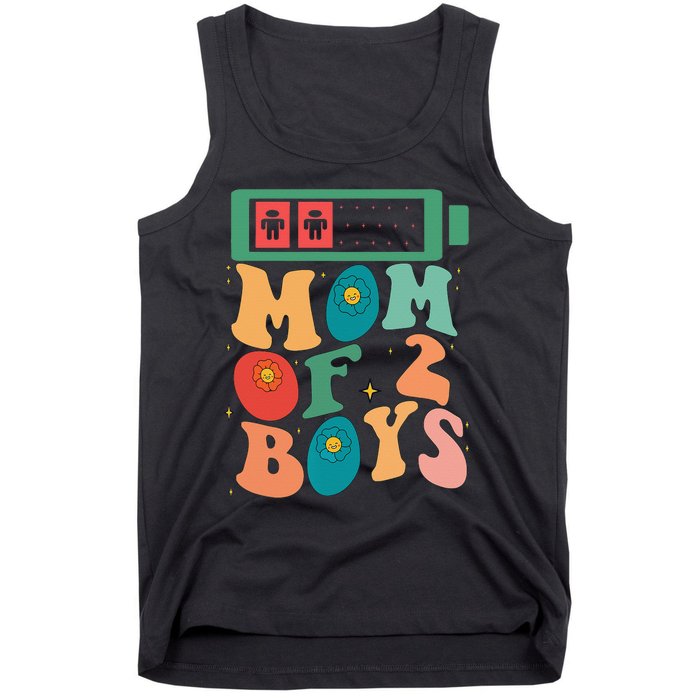 Funny Mothers Day Mom of 2Boys Outfit From Son Groovy Tank Top