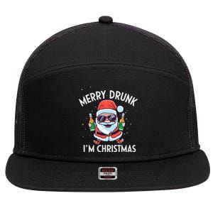 Funny Merry Drunk I´M Christmas Merry Christmas Cute Gift 7 Panel Mesh Trucker Snapback Hat