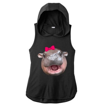 Funny Moo Deng Hippo Cute Baby Pygmy Coquette Ladies PosiCharge Tri-Blend Wicking Draft Hoodie Tank