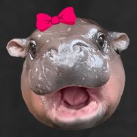 Funny Moo Deng Hippo Cute Baby Pygmy Coquette 7 Panel Mesh Trucker Snapback Hat