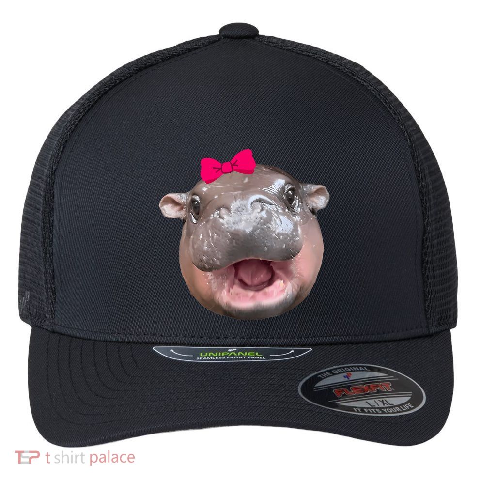 Funny Moo Deng Hippo Cute Baby Pygmy Coquette Flexfit Unipanel Trucker Cap