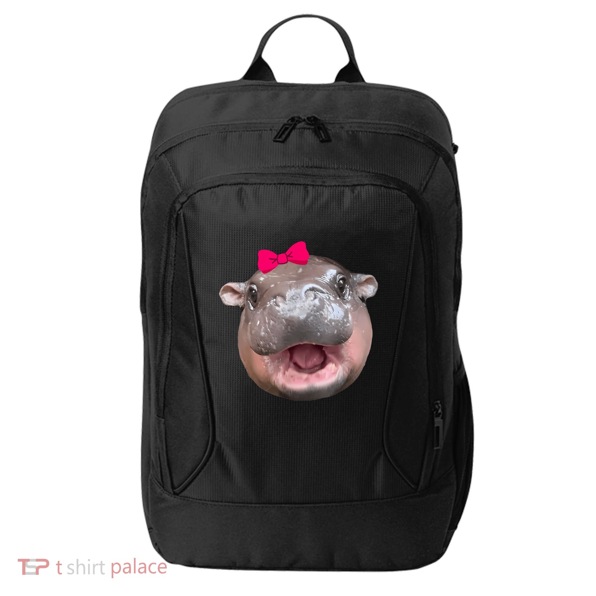 Funny Moo Deng Hippo Cute Baby Pygmy Coquette City Backpack