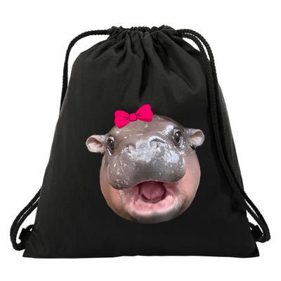 Funny Moo Deng Hippo Cute Baby Pygmy Coquette Drawstring Bag
