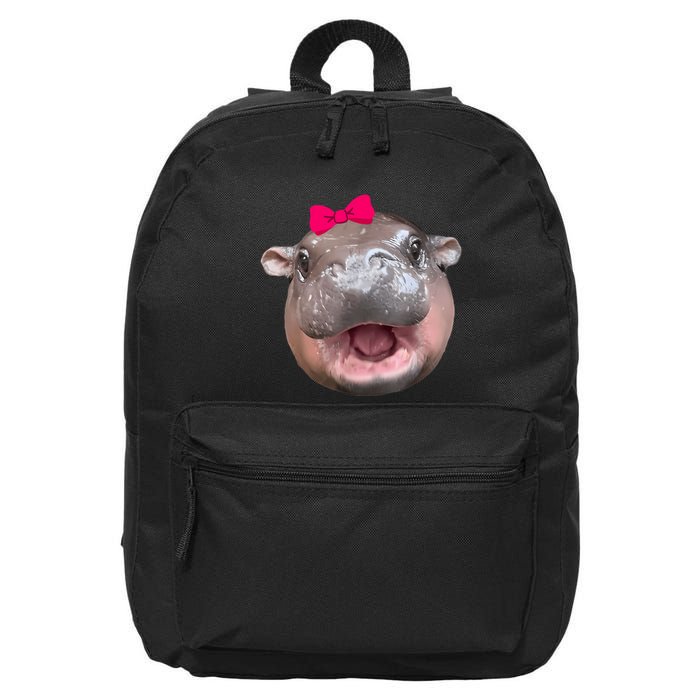 Funny Moo Deng Hippo Cute Baby Pygmy Coquette 16 in Basic Backpack