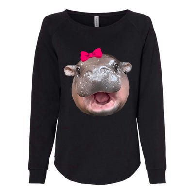 Funny Moo Deng Hippo Cute Baby Pygmy Coquette Womens California Wash Sweatshirt