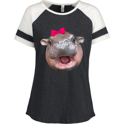 Funny Moo Deng Hippo Cute Baby Pygmy Coquette Enza Ladies Jersey Colorblock Tee