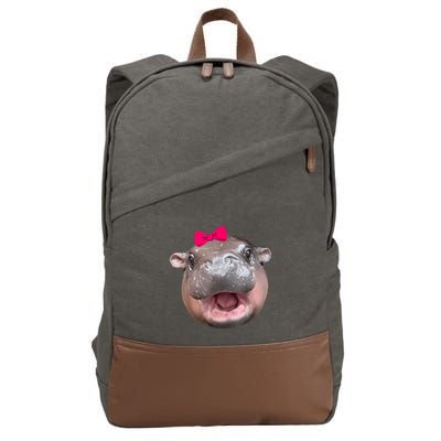 Funny Moo Deng Hippo Cute Baby Pygmy Coquette Cotton Canvas Backpack