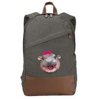 Funny Moo Deng Hippo Cute Baby Pygmy Coquette Cotton Canvas Backpack