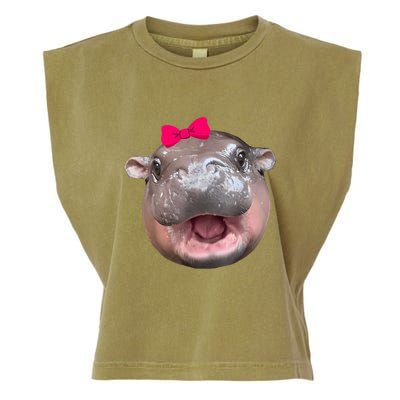 Funny Moo Deng Hippo Cute Baby Pygmy Coquette Garment-Dyed Women's Muscle Tee