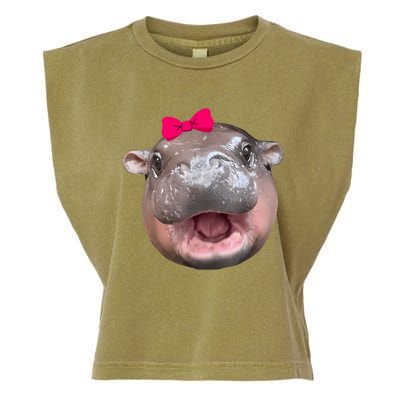 Funny Moo Deng Hippo Cute Baby Pygmy Coquette Garment-Dyed Women's Muscle Tee