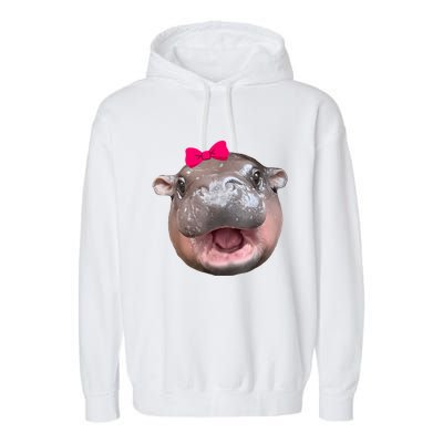 Funny Moo Deng Hippo Cute Baby Pygmy Coquette Garment-Dyed Fleece Hoodie