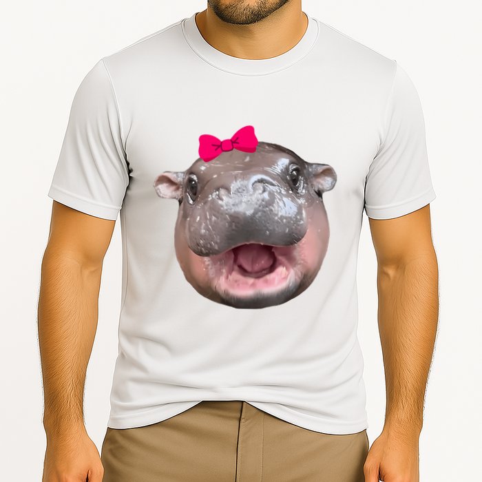 Funny Moo Deng Hippo Cute Baby Pygmy Coquette Cooling Performance Crew T-Shirt