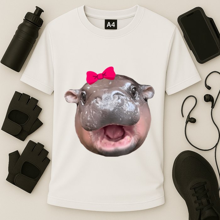 Funny Moo Deng Hippo Cute Baby Pygmy Coquette Cooling Performance Crew T-Shirt