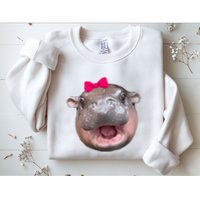 Funny Moo Deng Hippo Cute Baby Pygmy Coquette Sweatshirt