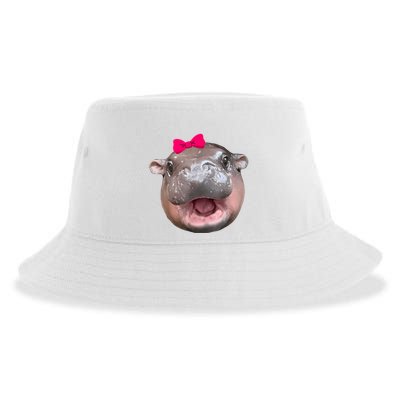 Funny Moo Deng Hippo Cute Baby Pygmy Coquette Sustainable Bucket Hat