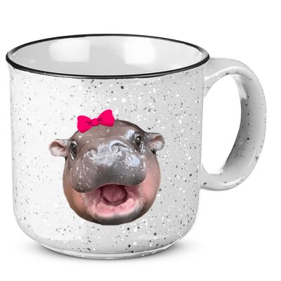 Funny Moo Deng Hippo Cute Baby Pygmy Coquette 15oz Campfire Ceramic Mug