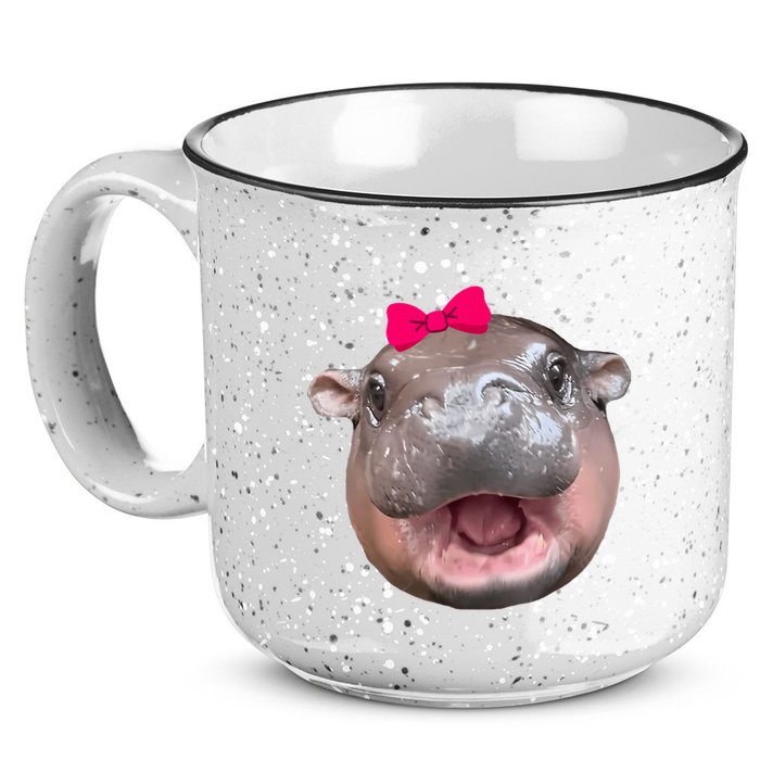 Funny Moo Deng Hippo Cute Baby Pygmy Coquette 15oz Campfire Ceramic Mug