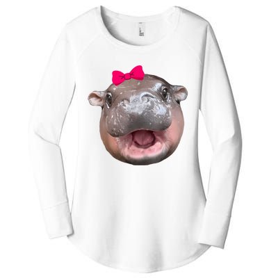 Funny Moo Deng Hippo Cute Baby Pygmy Coquette Women's Perfect Tri Tunic Long Sleeve Shirt