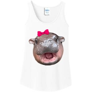 Funny Moo Deng Hippo Cute Baby Pygmy Coquette Ladies Essential Tank