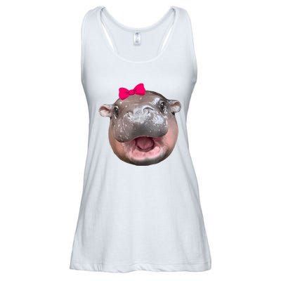 Funny Moo Deng Hippo Cute Baby Pygmy Coquette Ladies Essential Flowy Tank