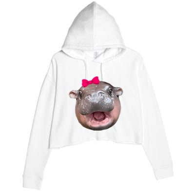 Funny Moo Deng Hippo Cute Baby Pygmy Coquette Crop Fleece Hoodie