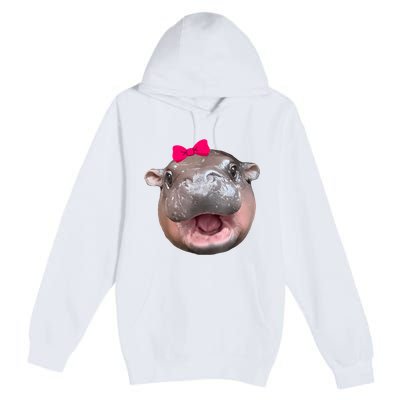 Funny Moo Deng Hippo Cute Baby Pygmy Coquette Premium Pullover Hoodie