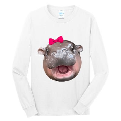 Funny Moo Deng Hippo Cute Baby Pygmy Coquette Tall Long Sleeve T-Shirt