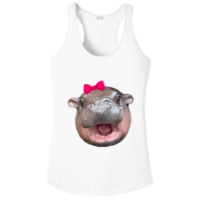 Funny Moo Deng Hippo Cute Baby Pygmy Coquette Ladies PosiCharge Competitor Racerback Tank