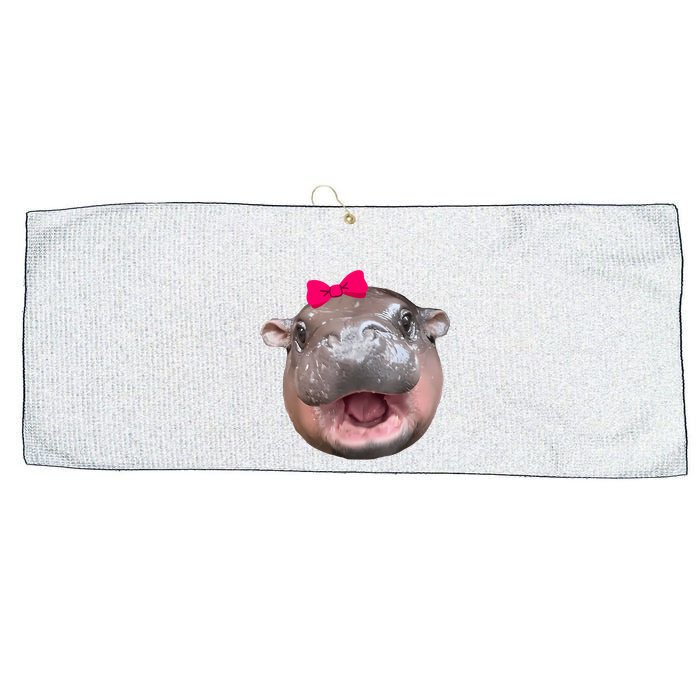 Funny Moo Deng Hippo Cute Baby Pygmy Coquette Large Microfiber Waffle Golf Towel