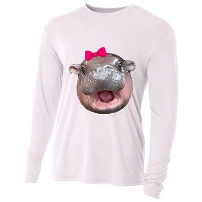 Funny Moo Deng Hippo Cute Baby Pygmy Coquette Cooling Performance Long Sleeve Crew