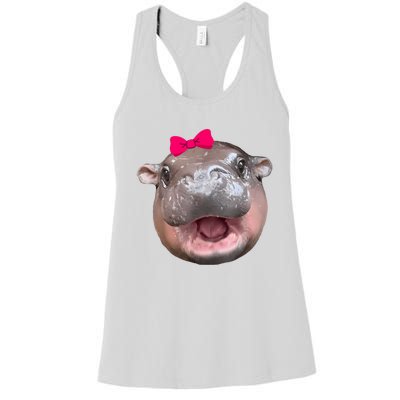 Funny Moo Deng Hippo Cute Baby Pygmy Coquette Women's Racerback Tank