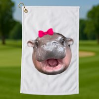 Funny Moo Deng Hippo Cute Baby Pygmy Coquette Golf Towel