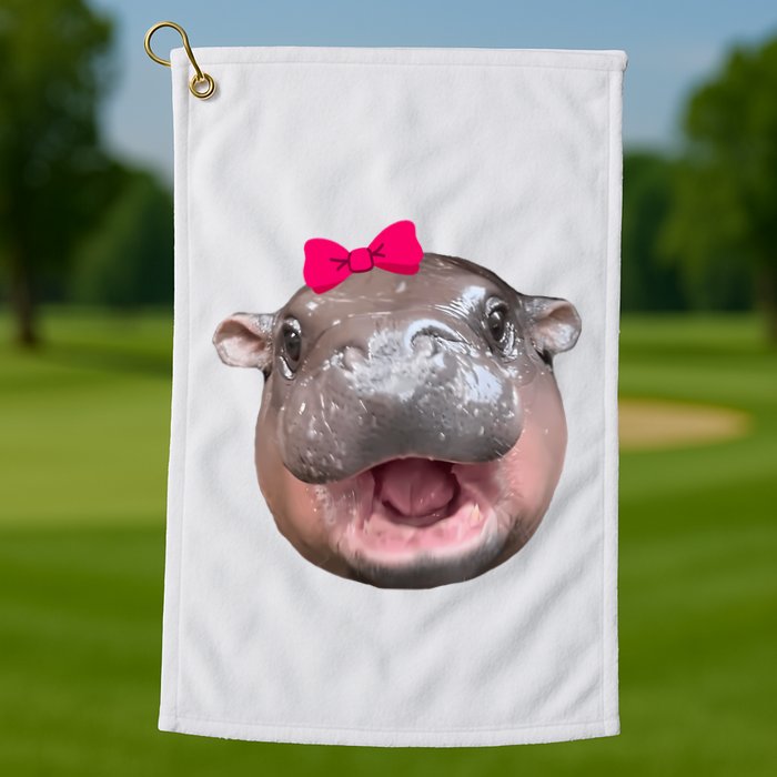 Funny Moo Deng Hippo Cute Baby Pygmy Coquette Golf Towel